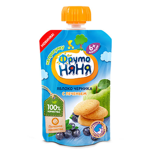 Bán Trái cây nghiền vị táo, việt quất và bánh quy Fruto Nyanya (90g)