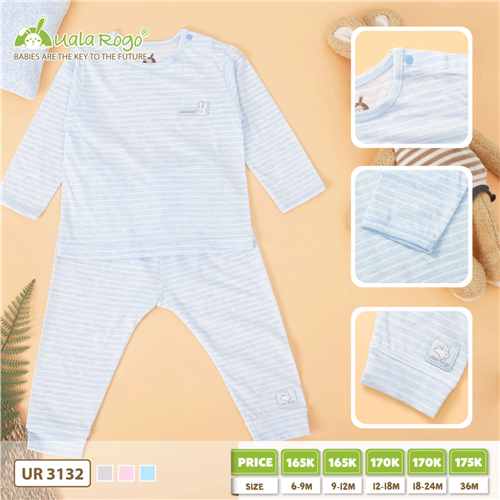 Bán Bộ quần áo dài tay cúc vai kẻ nhỏ Uala UR3132