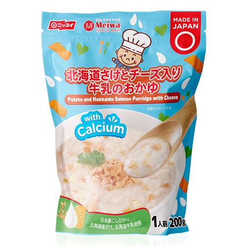Bán Cháo tươi Meiwa vị khoai tây, cá hồi Hokkaido, phô mai 200g (12M+)