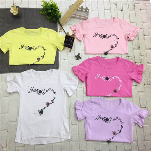 Bán Áo cộc tay bé gái đính hoa (3-8T)