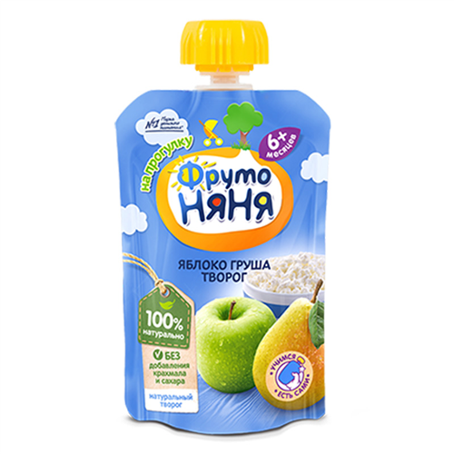 Bán Trái cây nghiền vị táo, lê và phô mai tươi Fruto Nyanya (90g)