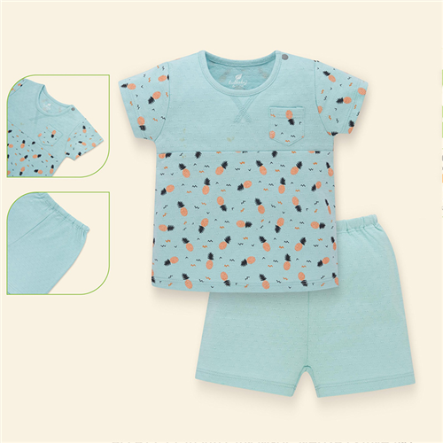 Bán Bộ cộc tay bé trai cài vai Lullaby NH02B (xanh in)