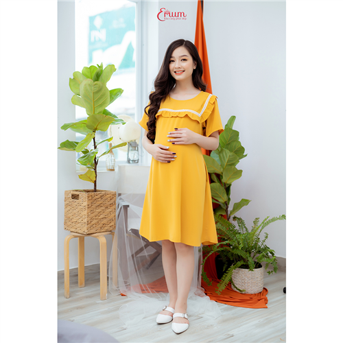 Bán Đầm bầu cổ bèo vàng Emum