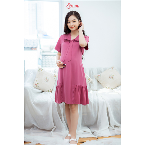 Bán Đầm bầu đuôi cá cổ nơ hồng ruốc Emum
