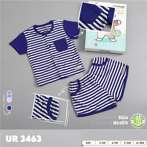 Bán Bộ cộc tay cúc giữa Bamboo kẻ ngang Uala UR3463