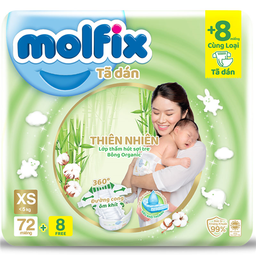 Bán Tã dán Molfix Newborn XS 72 miếng cho bé dưới 5kg