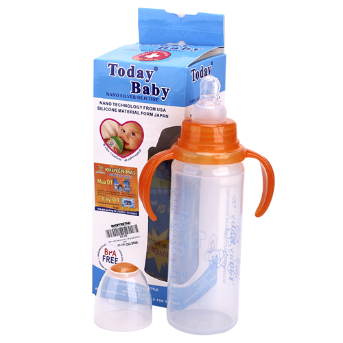 Bán Bình sữa Today Baby silicone tráng bạc 240ml (dẹt)