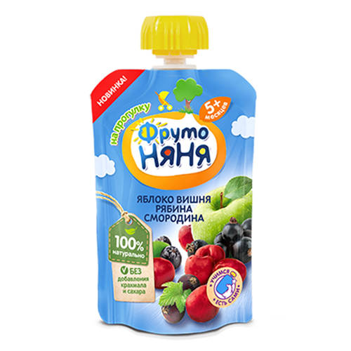Bán Trái cây nghiền táo, cherry, quả lý chua và thanh lương trà Fruto Nyanya (90g)