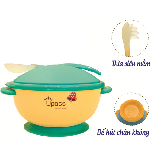 Bán Bát ăn dặm có đế chống đổ Upass có nắp và thìa