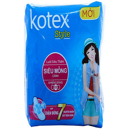 Bán Băng vệ sinh Kotex Style lưới siêu thấm siêu mỏng cánh 8 miếng