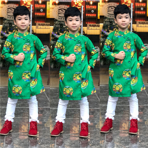 Bán Áo dài gấm chiện bé trai kiểu 2 tà (2-10T)