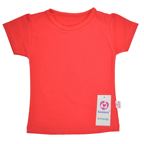 Bán Áo cộc tay bé gái Lovemom màu đỏ (trơn)