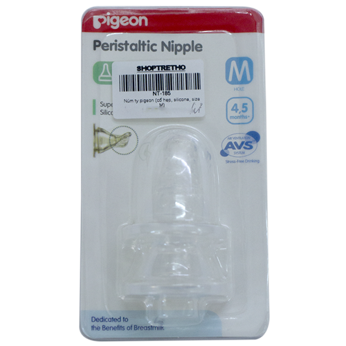 Bán Núm ty Pigeon size M (cổ hẹp, silicone)