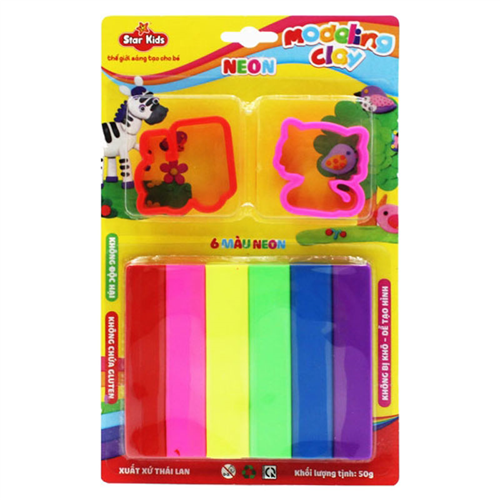 Bán Đất nặn 6 màu 2 khuôn 50g K-50/6C/2T