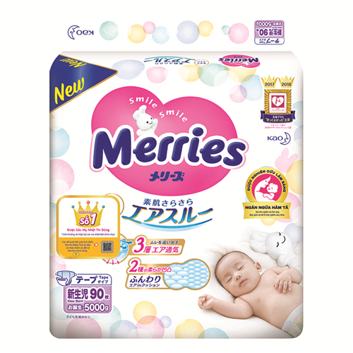 Bán Tã - bỉm dán Merries Newborn90 Nhật Bản (dưới 5kg)