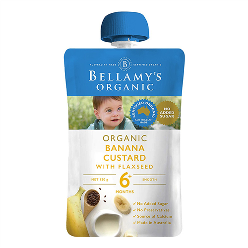 Bán Hỗn hợp kem sữa chuối, hạt lanh Bellamy's Organic 120g (6M+)