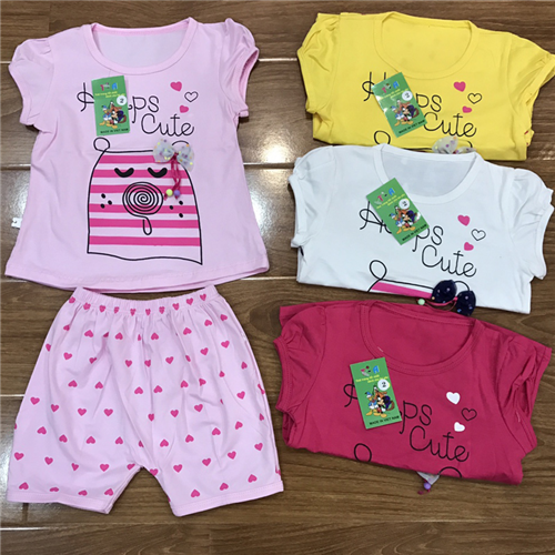Bán Bộ quần áo cộc bé gái in hình cute (6-24M)