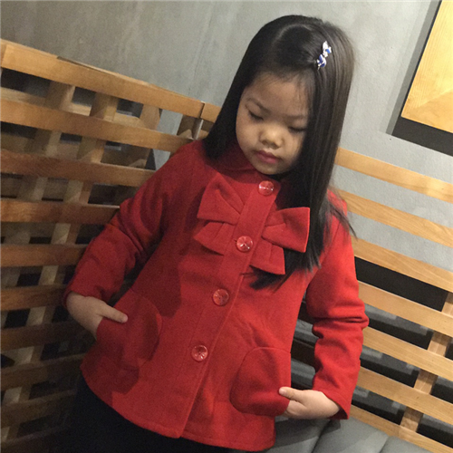 Bán Áo khoác dạ cổ sen có nơ bé gái (2-7T)