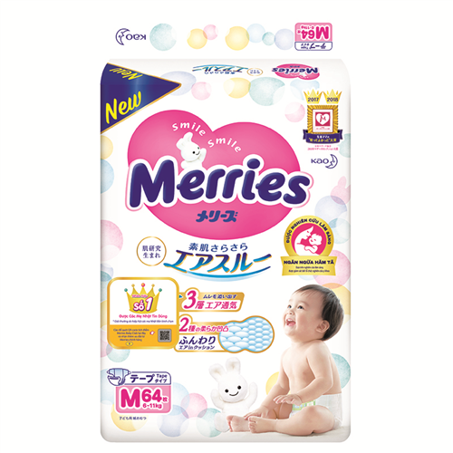 Bán Tã - bỉm dán Merries M64 Nhật Bản (6-11kg)