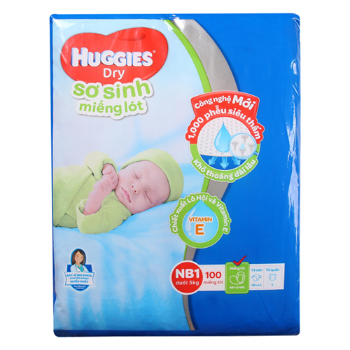 Bán Miếng lót sơ sinh Huggies NB1 - 100 miếng (<5kg)