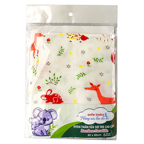 Bán Khăn thấm sữa sợi tre cao cấp 2 lớp họa tiết Safe Baby (80x80cm)