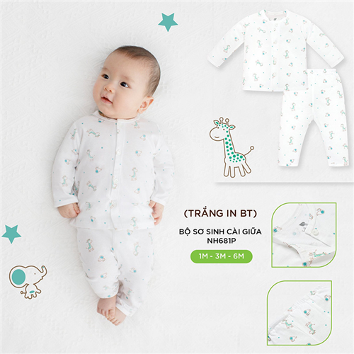 Bán Bộ cài giữa dài tay Lullaby NH681P (trắng in BT)