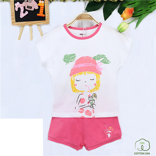 Bán Bộ cộc tay bé gái Dokma 370 (trắng hồng)