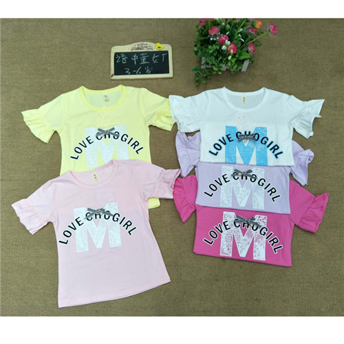 Bán Áo cộc tay bé gái in họa tiết chữ (3-8T)