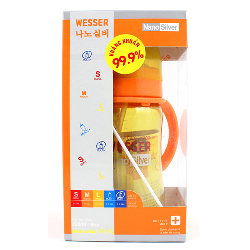 Bán Bình sữa Nano Silver Wesser 260ml (có ống hút)