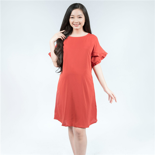 Bán Đầm bầu suông tay bèo đắp chéo cam Emum