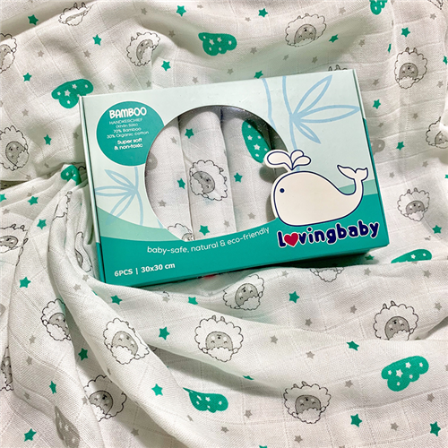 Bán Khăn sữa sợi tre in hình LovingBaby 30x30 6pcs