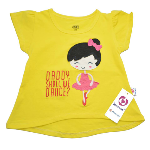 Bán Áo cộc bé gái Lovemom màu vàng (thêu hình cô gái)