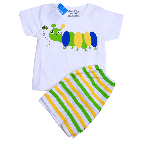Bán Bộ quần áo cotton trắng in hình (1-5T)