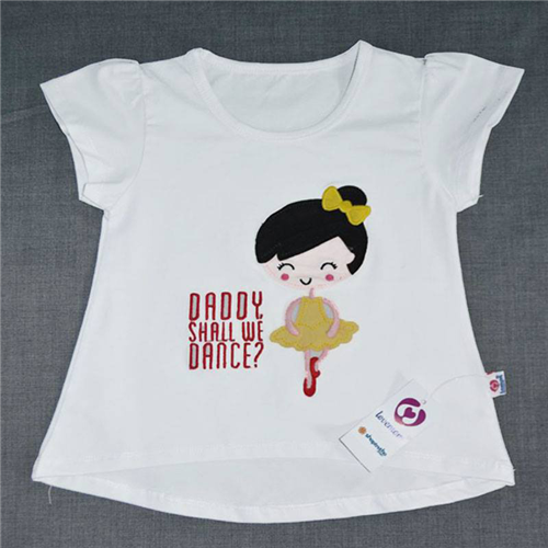 Bán Áo cộc bé gái Lovemom màu trắng (thêu hình cô gái)