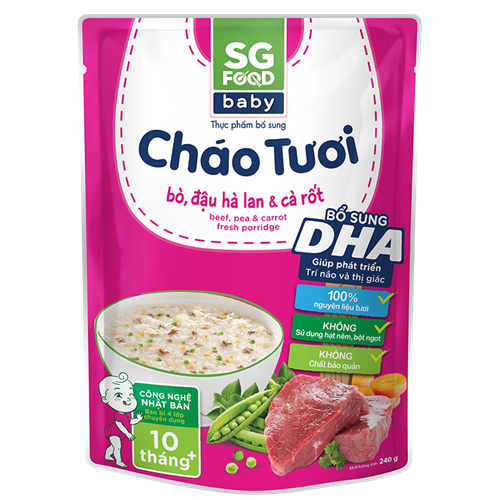 Bán Cháo tươi Baby SG Food - Bò, đậu Hà Lan, cà rốt 240g (10M+)