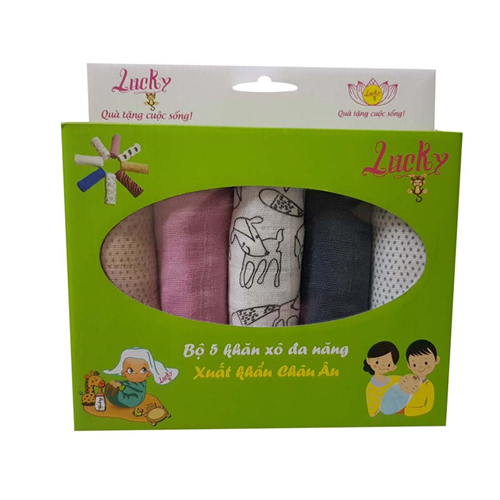 Bán Set 5 khăn xô 2 lớp xuất khẩu Lucky (75*75cm)