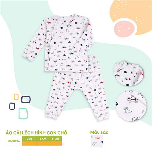 Bán Bộ dài tay cúc lệch Uri&Finn UAB1024 (hình cún)