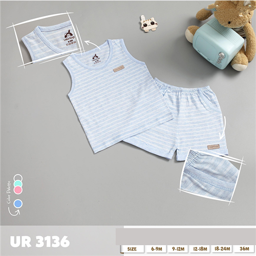Bán Bộ quần áo ba lỗ họa tiết kẻ nhỏ Uala UR3136