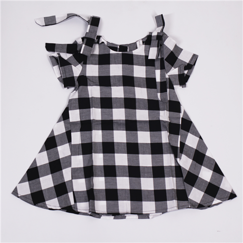 Bán Váy bé gái kẻ caro đính nơ vai (1-6T)