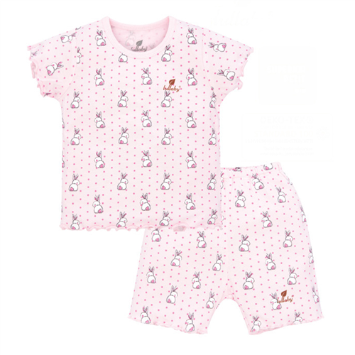 Bán Bộ bé gái cộc tay cài vai Lullaby NH603P (hồng in thỏ)