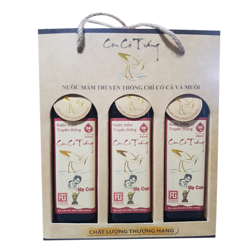 Bán Hộp 6 chai nước mắm nhỉ Con Cò Trắng 50 độ đạm 250ml