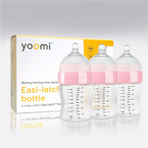 Bán Bình sữa nhựa PP Yoomi 240ml (cổ hồng, bộ 03)