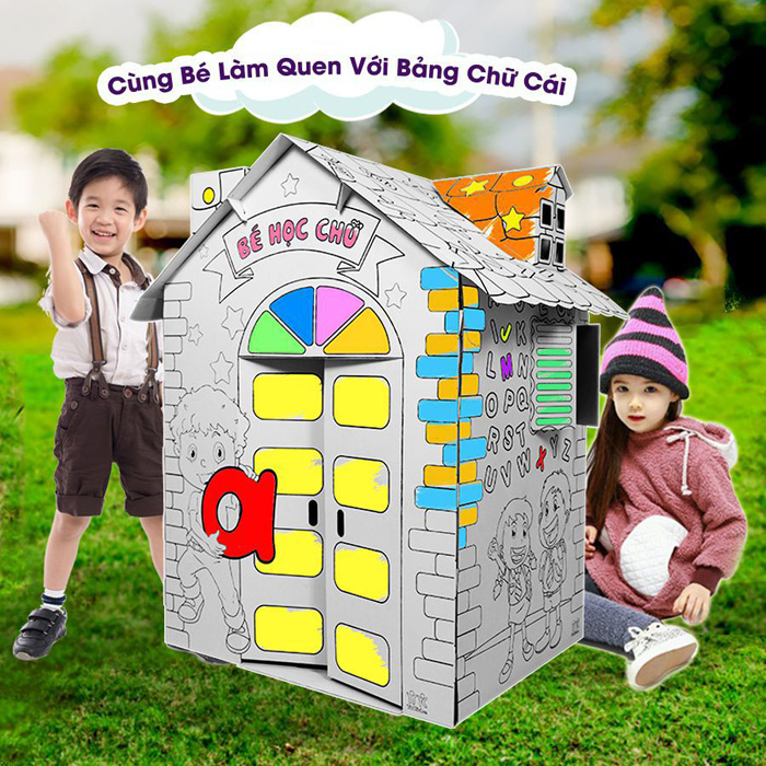 Nhà lắp ghép và tô màu - Cùng bé làm quen với bảng chữ cái