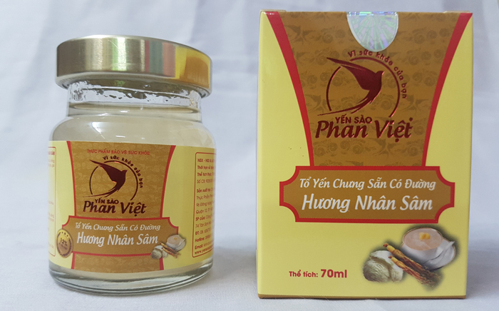 tổ yến chưng sẵn có đường hương Hồng Sâm Phan Việt