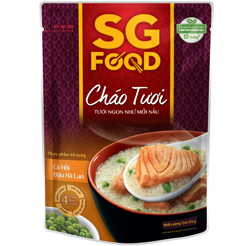 Cháo tươi SG Soup - Cá hồi đậu hà lan 270g