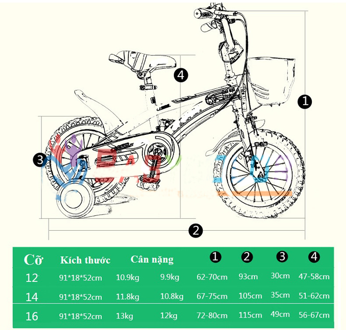 Xe đạp trẻ em Yibaixin-10