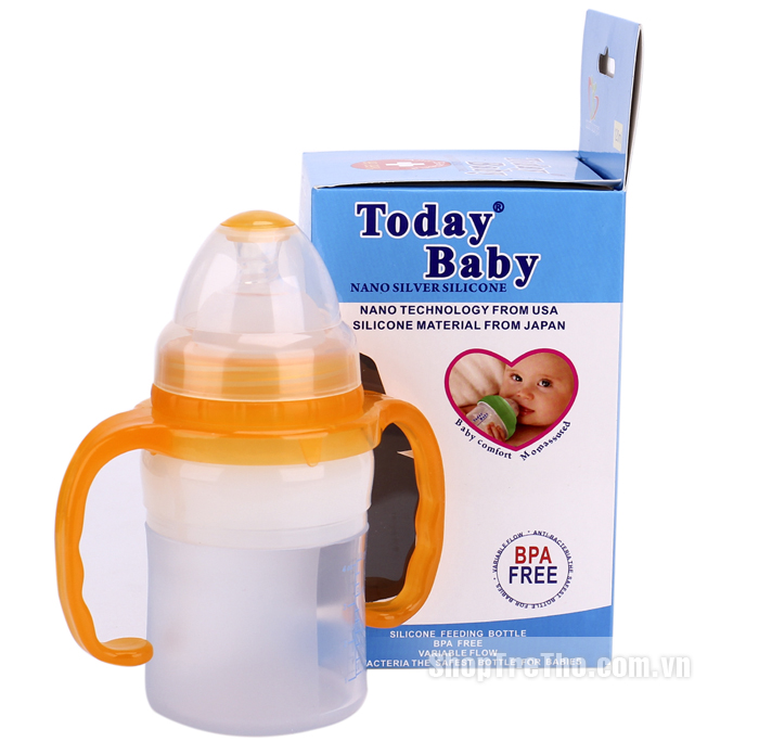 Bình sữa Today Baby cổ rộng 120ml (dẹt)