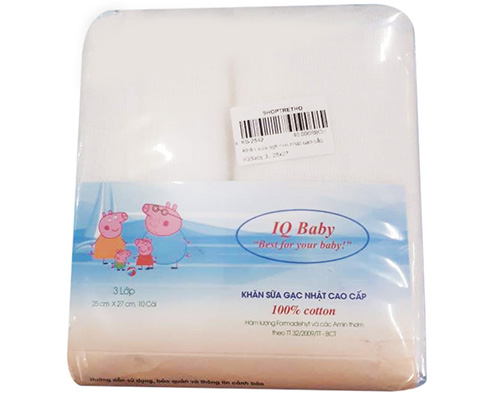 Khăn sữa Nhật cao cấp IQ Baby 3 lớp 25x27cm
