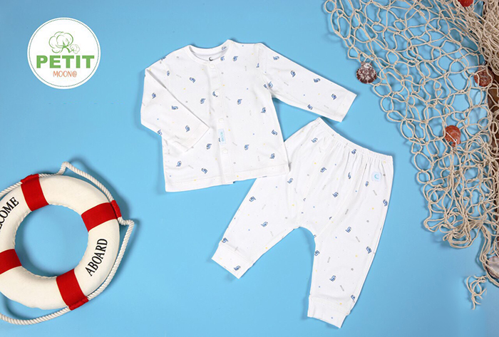 Bộ sơ sinh dài tay cài giữa Petit Moon (0-6M) 