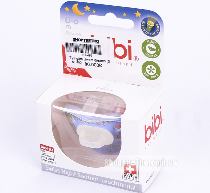 Ty ngậm Bibi Sweet Dreams cho bé 0-6 tháng